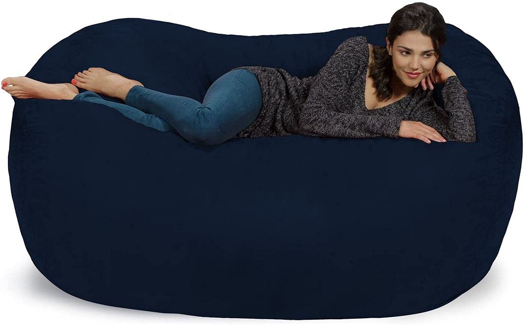 Chill Sack 6' Memory Foam Bean Bag Chair - Extra Large Lounger with Soft Microfiber Cover (Navy Blue) | Perfect for Living Room, Game Room, Dorm & Relaxation Space