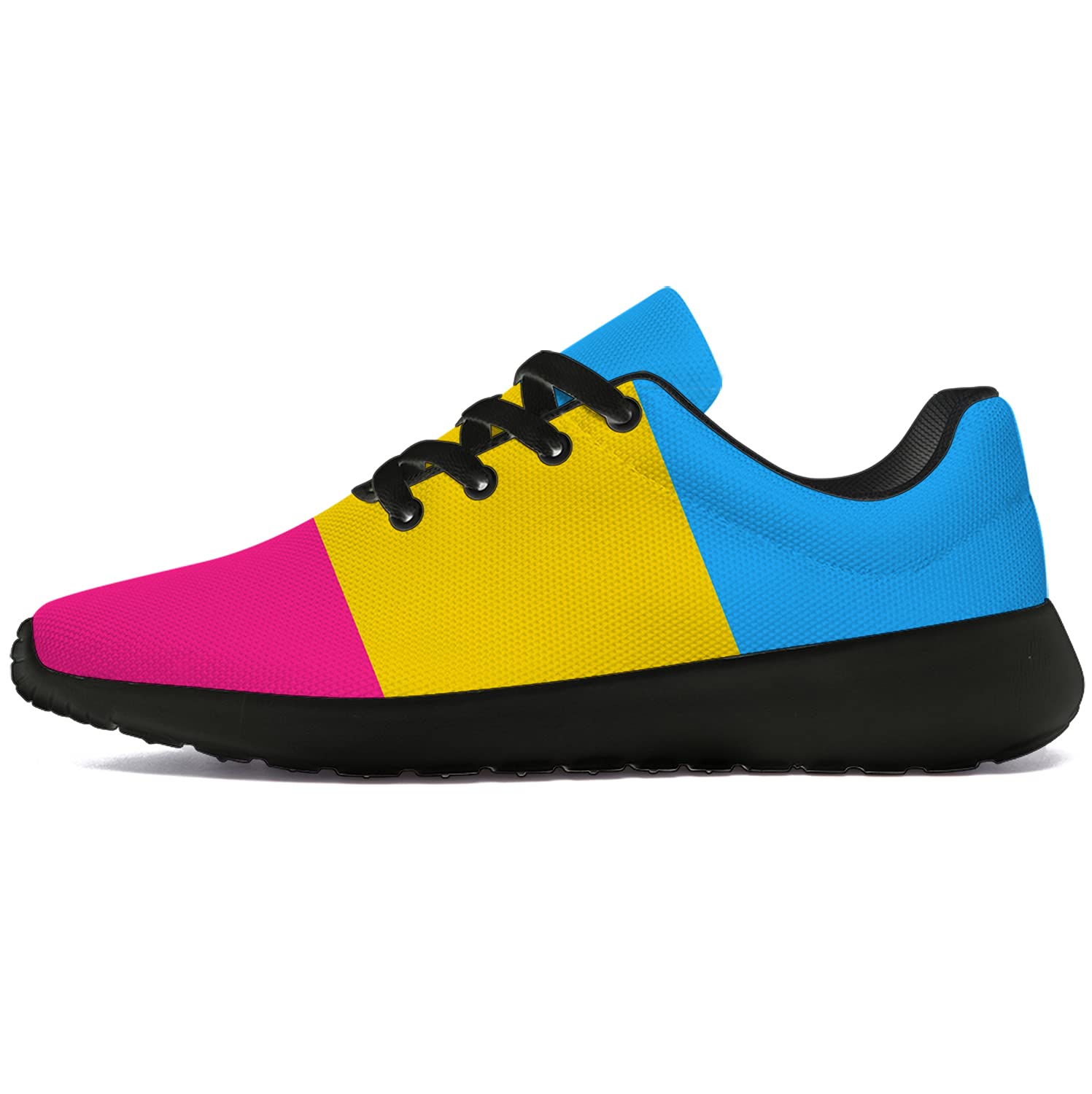 Unisex Pansexual LGBTQ Pride Running Shoes - Comfortable Walking & Tennis Sneakers with LGBTQ Flag Design - Size 12 Men/15 Women in Black - Perfect for Pride Parades, Gym Workouts & Casual Wear