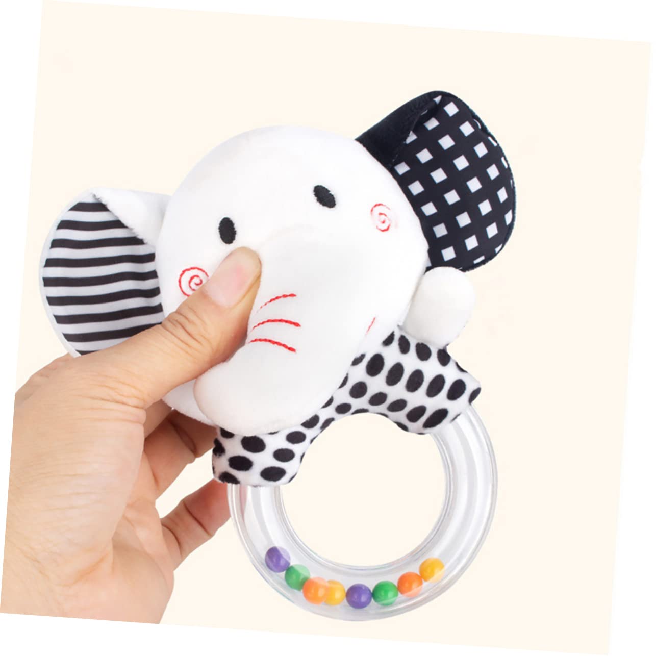FAVOMOTO 4-Piece Baby Rattle Bell Calming Toy Set - Soft Stuffed Animal & Plastic Rattles for Infants 6-12 Months | Sensory Development & Soothing Playtime Gift