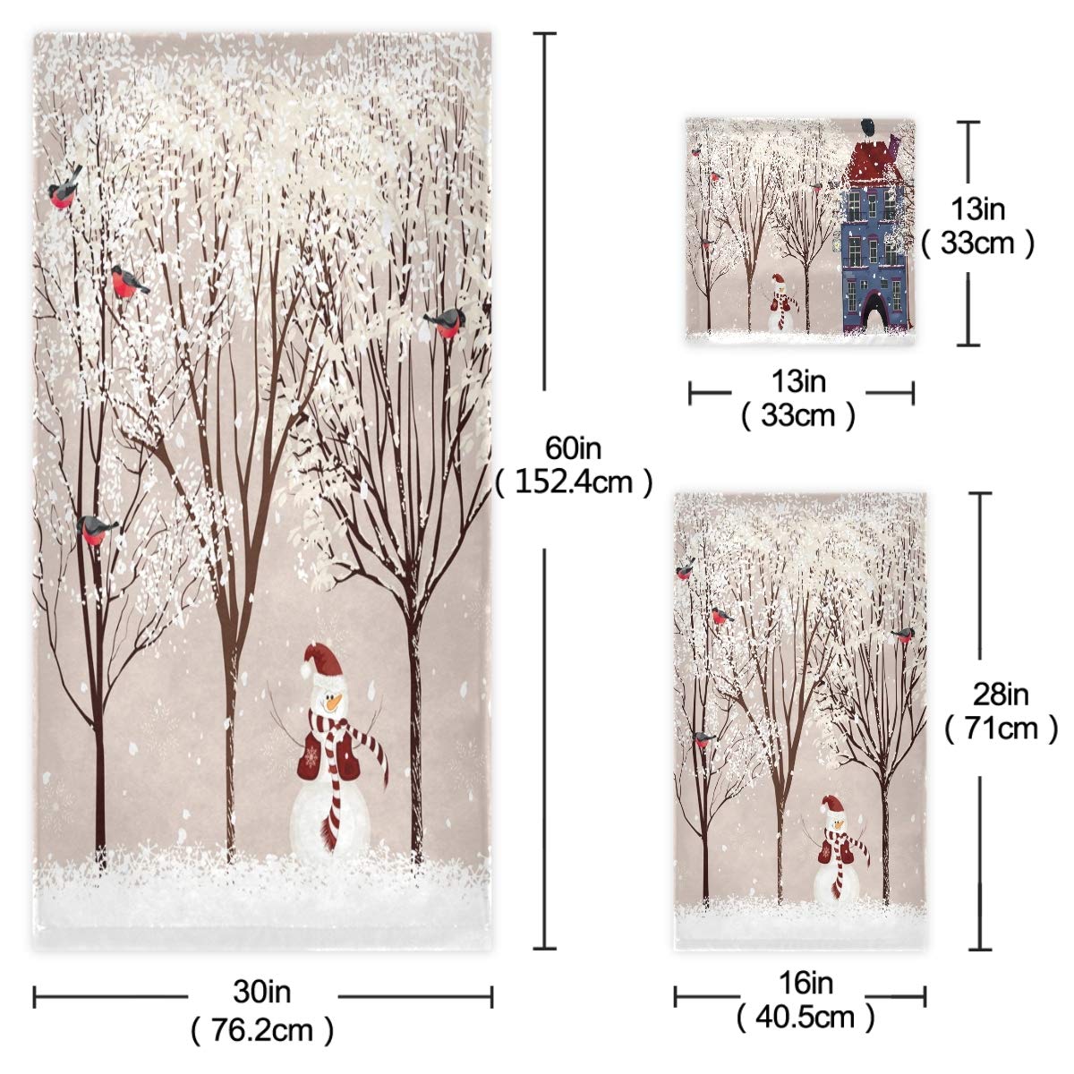 Snowman & Cardinals Christmas Decor Set - 3 Soft Winter Themed Towels (Bath, Hand, Washcloth) for Holiday Bathroom, Hotel, Gym, Spa & Beach Decorations | Perfect for Winter Home Decor & Christmas Gift Giving