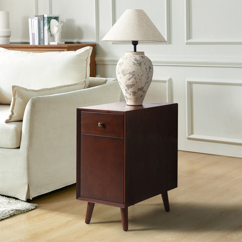 Vira End Table with Storage & Built-in Outlets - Modern Side Table with USB Charging Ports & Power Outlets for Living Room, Bedroom, Office - Perfect Nightstand or Sofa Side Table