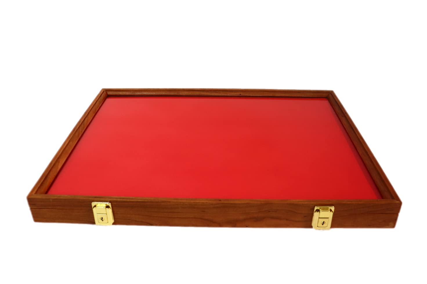 Premium Cherry Wood Display Case for Collectibles - Showcase Knives, Arrowheads, Pins, Medals & More - 24