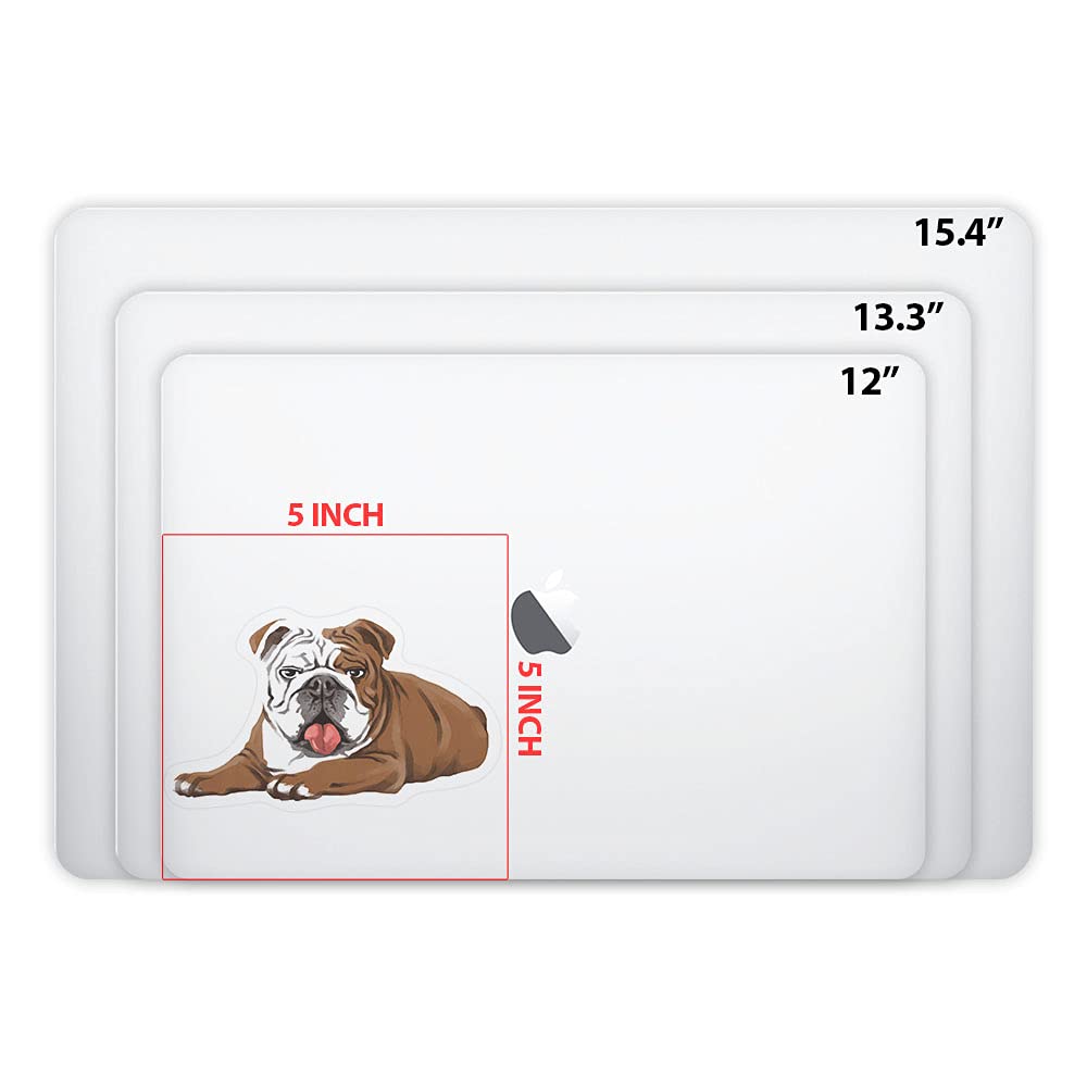 Set of 2 Lying English Bulldog Vinyl Decal Stickers - 5x5 Inch Removable Wall Art for iPad, MacBook, Laptop, Car, Window - Perfect for Home, Office & School Decor