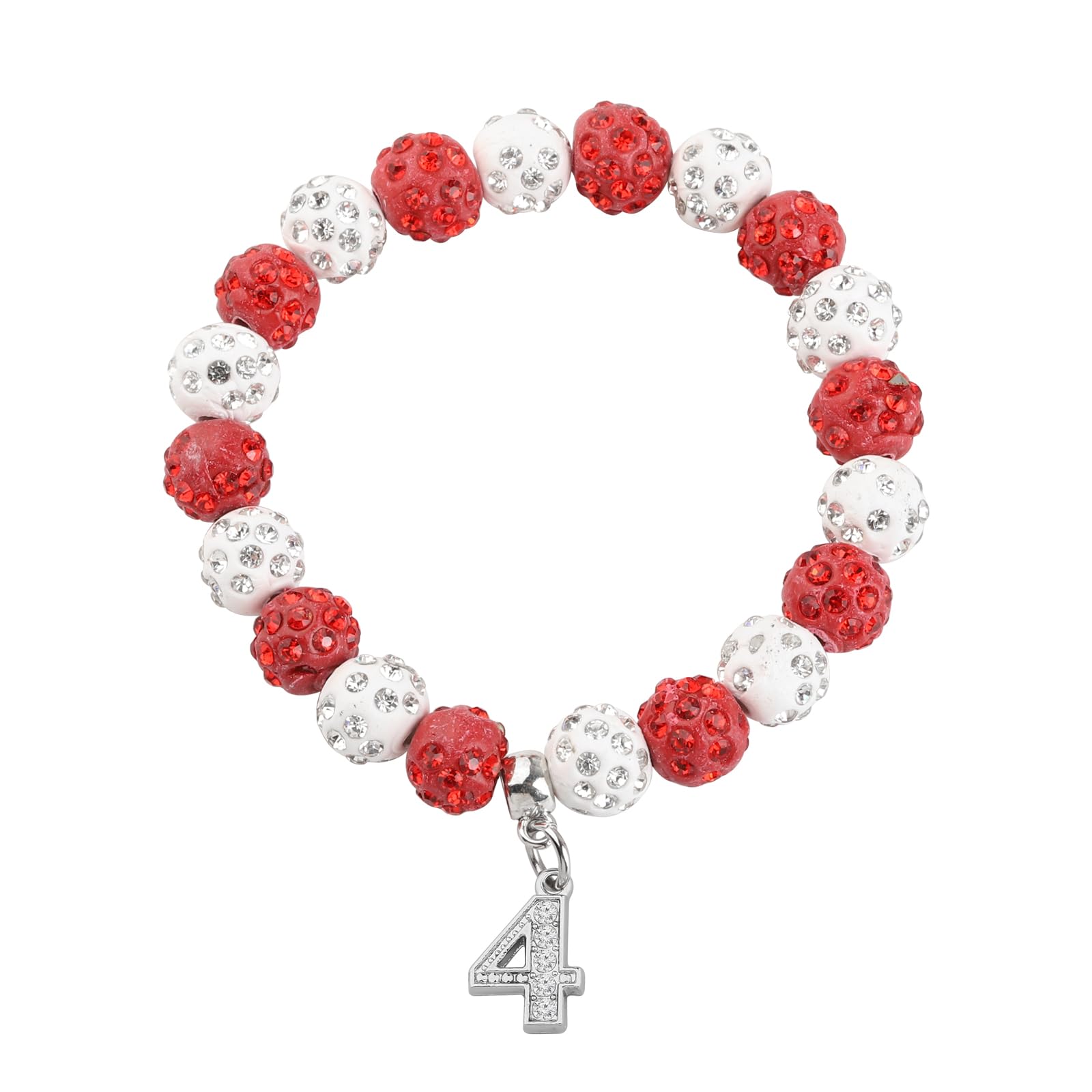 Red Sorority Beaded Bracelet with Rhinestone Numbers - Graduation Gift for Women - Perfect for Sorority Sisters, College Graduation Parties & Greek Life Events