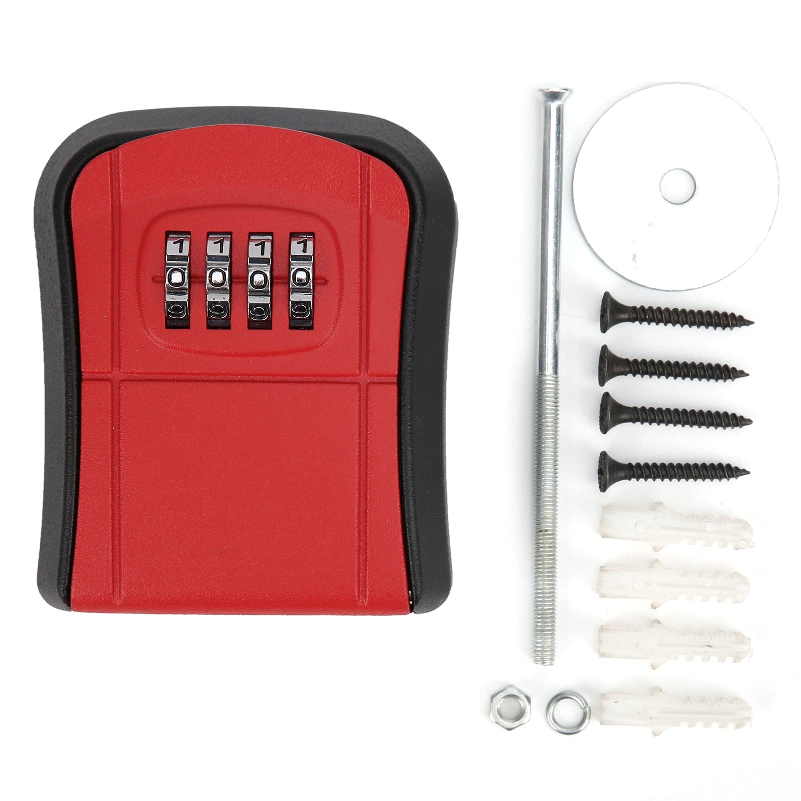 4-Digit Combination Key Lock Box - Secure Key Storage Safe for Outdoor & Indoor Use - Wall Mounted Key Holder for Home, Office, Guests (Red) - Perfect for Vacation Rentals, Airbnb Hosts & Property Management