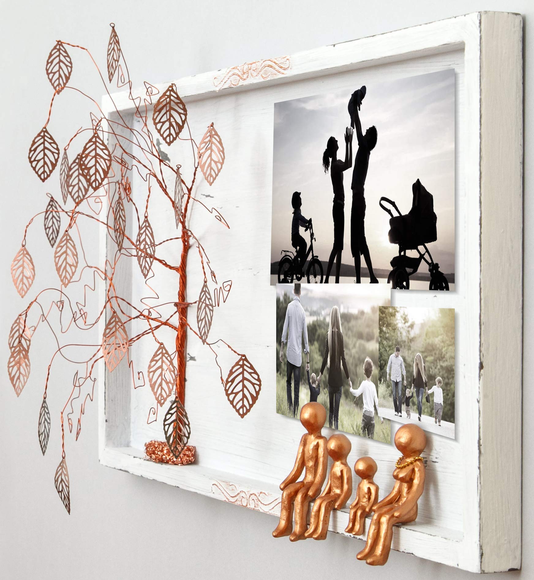 Personalized Bronze Willow Tree Family of 4 Figurine - 8th, 19th Wedding Anniversary Gift for Parents & In-Laws - Wall Charmers Shabby Chic Home Decor - Perfect for Family Photo Collages & Special Occasions