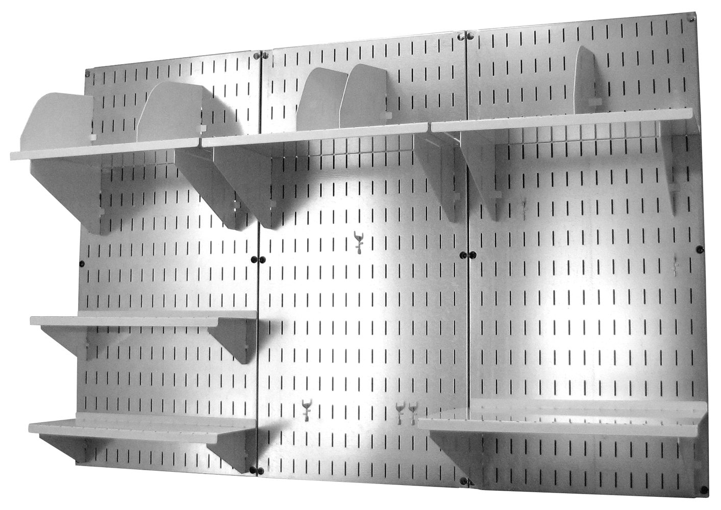 Wall Control Office Organizer Unit - Wall Mounted Desk Storage Kit with Metallic Slotted Wallboards & White Accessories | Perfect for Home Office Organization & Workspace Efficiency