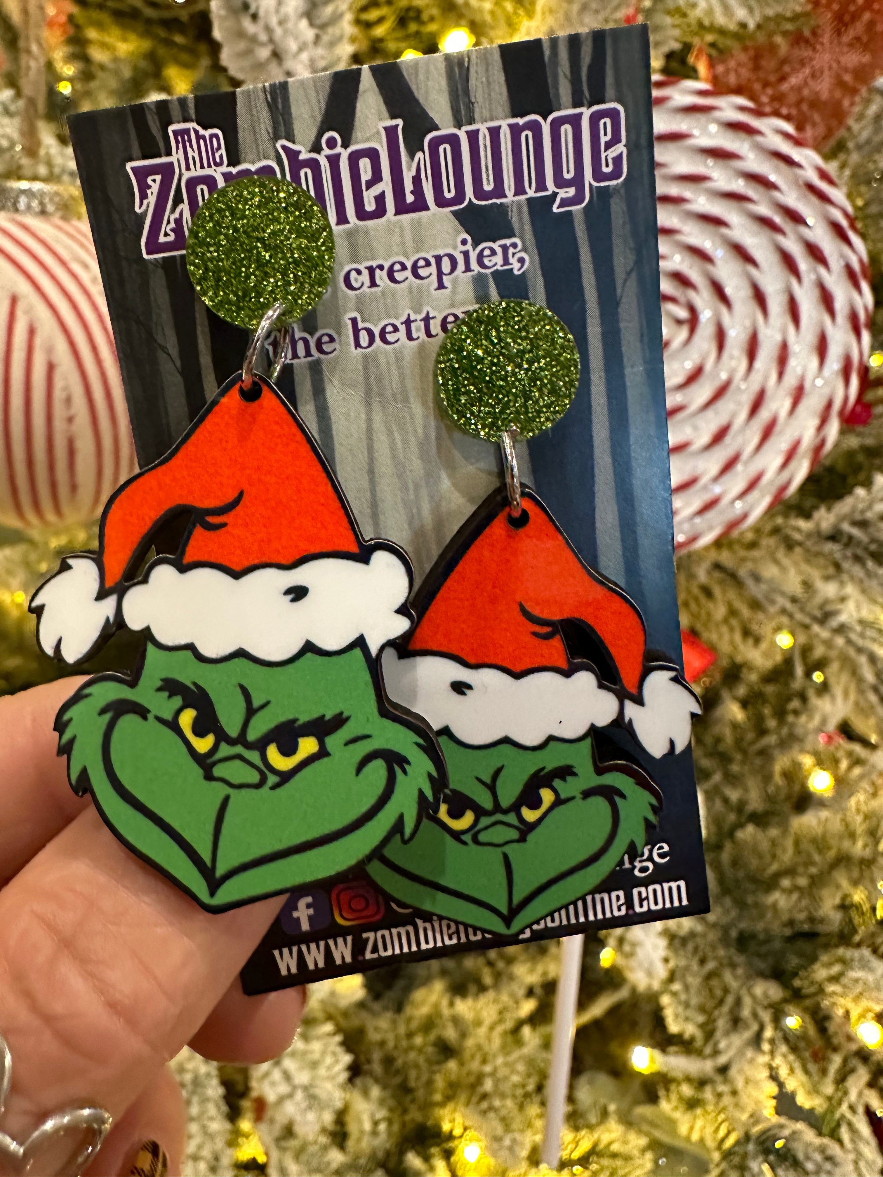 Festive Grinch Christmas Earrings for Women - Holiday Party Jewelry Gift for Xmas & New Year Celebrations