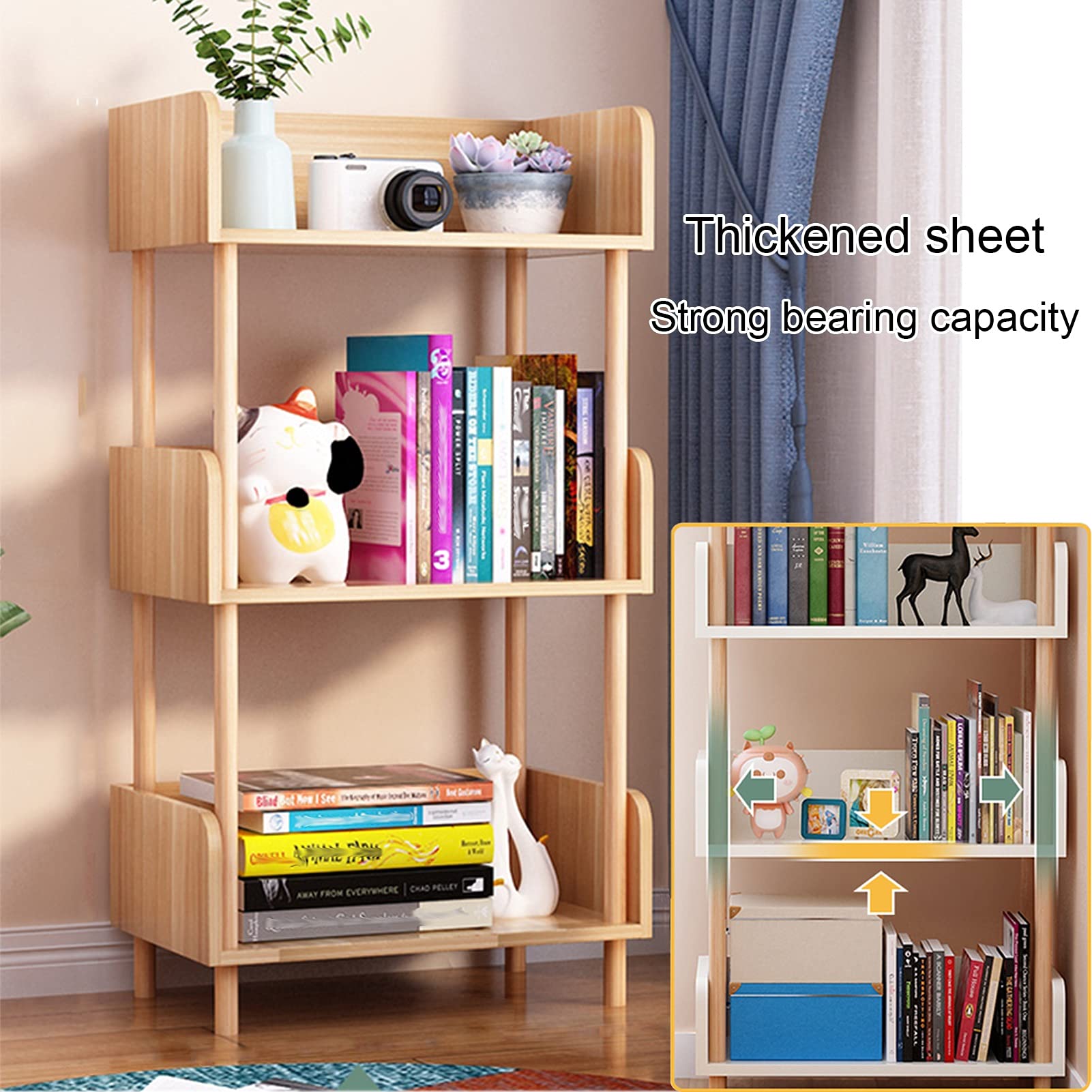 3-Tier Floor Standing Bookcase - Sturdy Bookshelf for Books, Magazines & CDs - Space Saving Storage Rack for Bedroom, Living Room & Office Organization