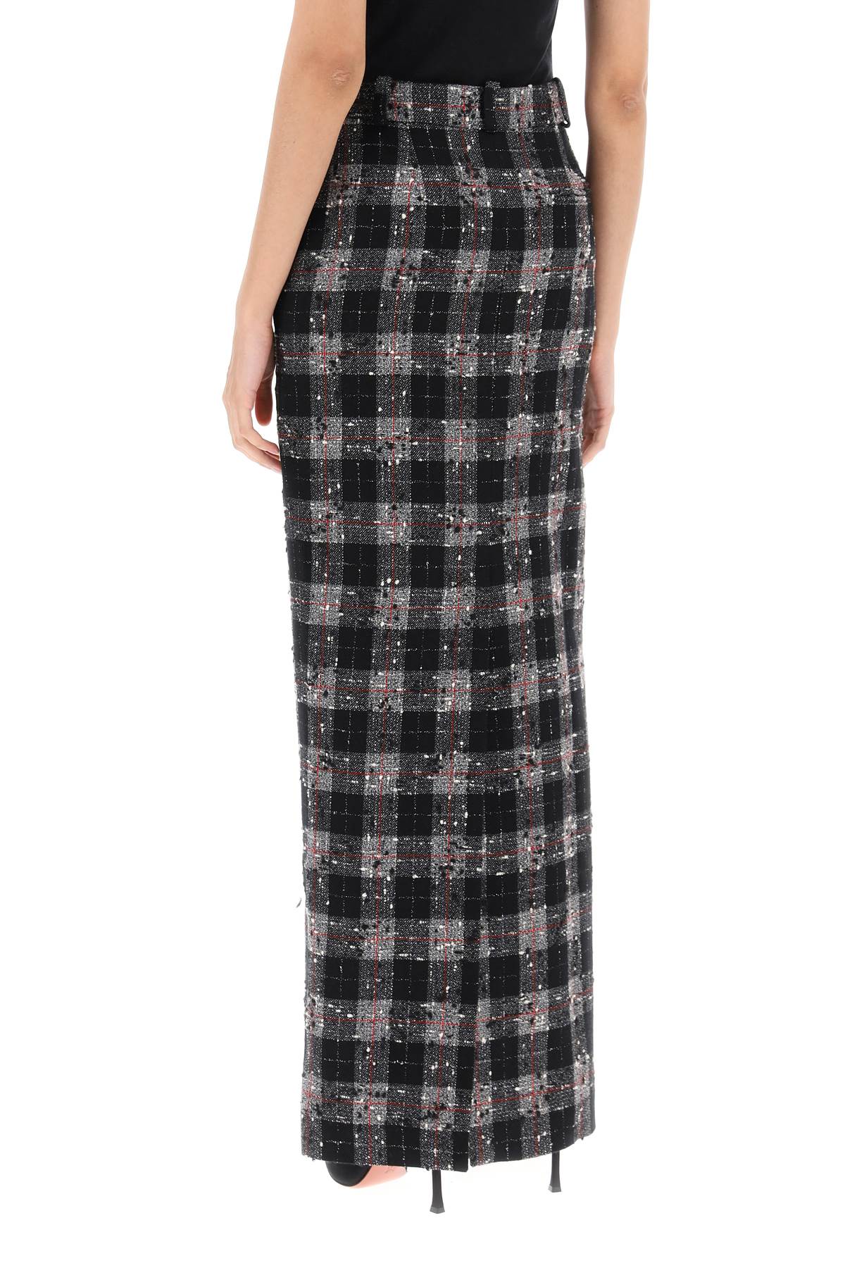 Alessandra Rich Boucle Check Maxi Skirt - Elegant Women's Midi Skirt for Office, Party & Special Occasions