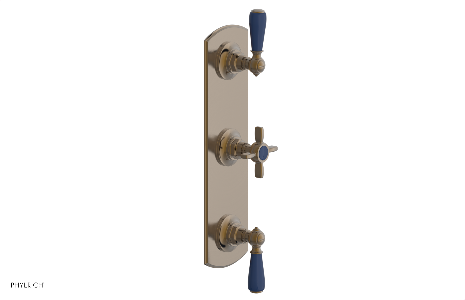 Jamestown Thermostatic Shower Valve with Dual Volume Control - Navy Blue Accents (Model 4-740) for Modern Bathroom & Spa Experience