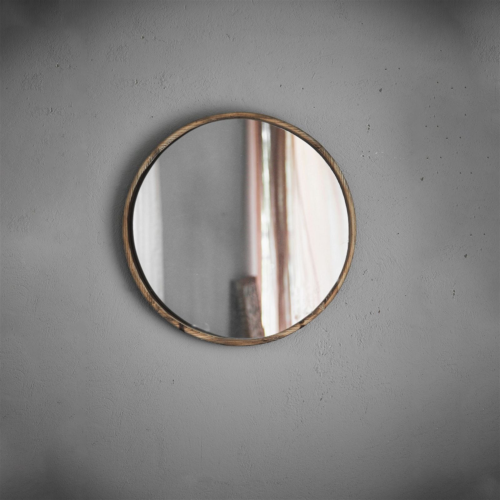 Round Grove Mirror 700mm - Natural Wood Frame by Urban Style - Perfect for Living Room, Bedroom & Bathroom Decor