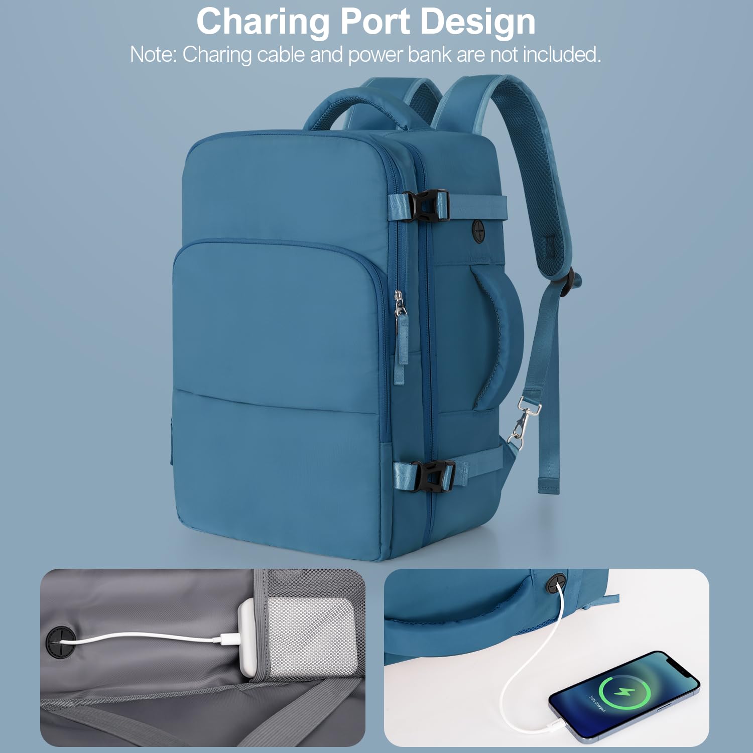 TSA Approved 17.3 Inch Waterproof Laptop Backpack for Travel - Multi-Pocket Carry On Flight Backpack for Men & Women (Deep Blue) - Perfect for Business Trips, College Students & Weekend Getaways