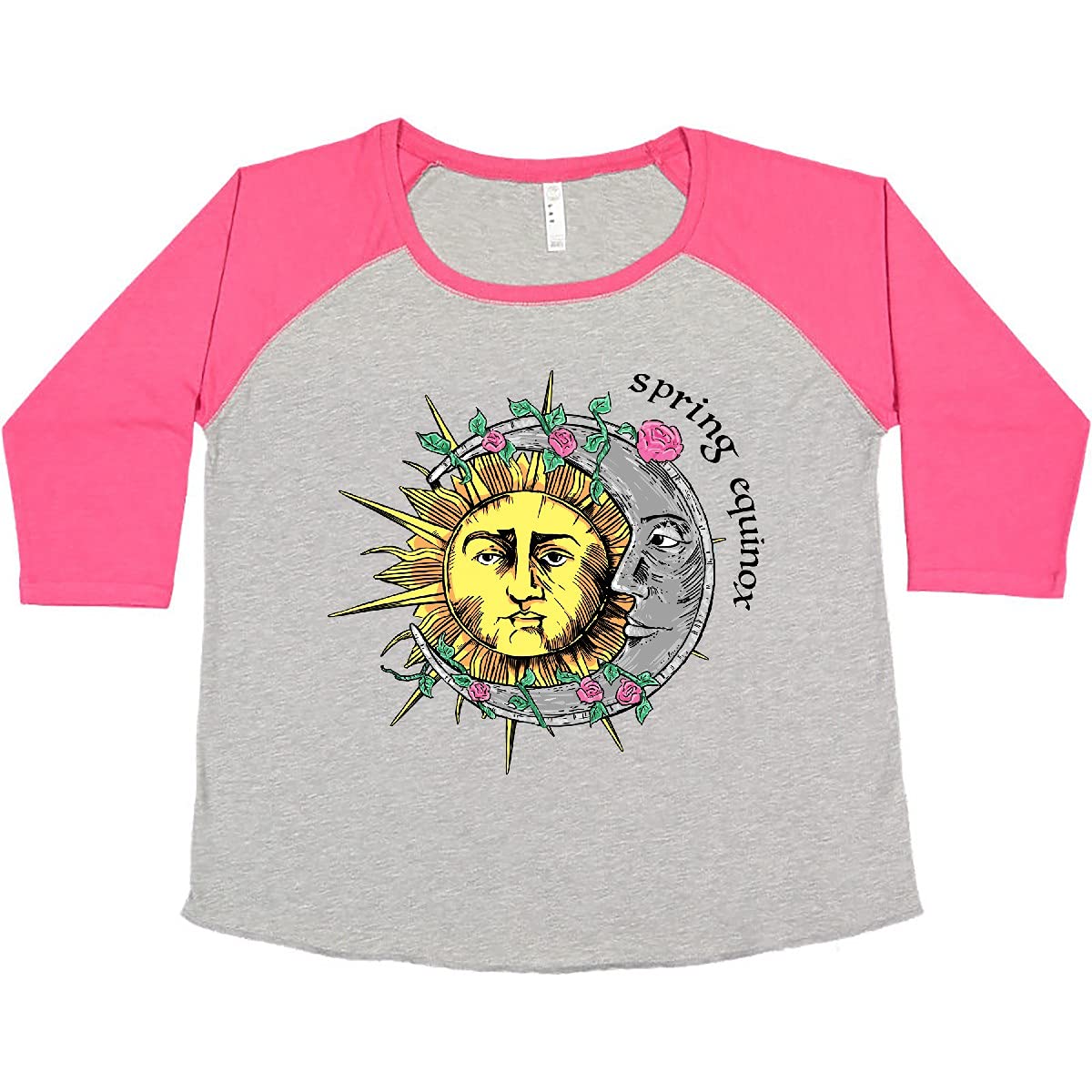 Inktastic 1st Day of Spring Sun and Moon Graphic Plus Size Women's T-Shirt - Casual Spring Outfit, Seasonal Fashion Tee for Women
