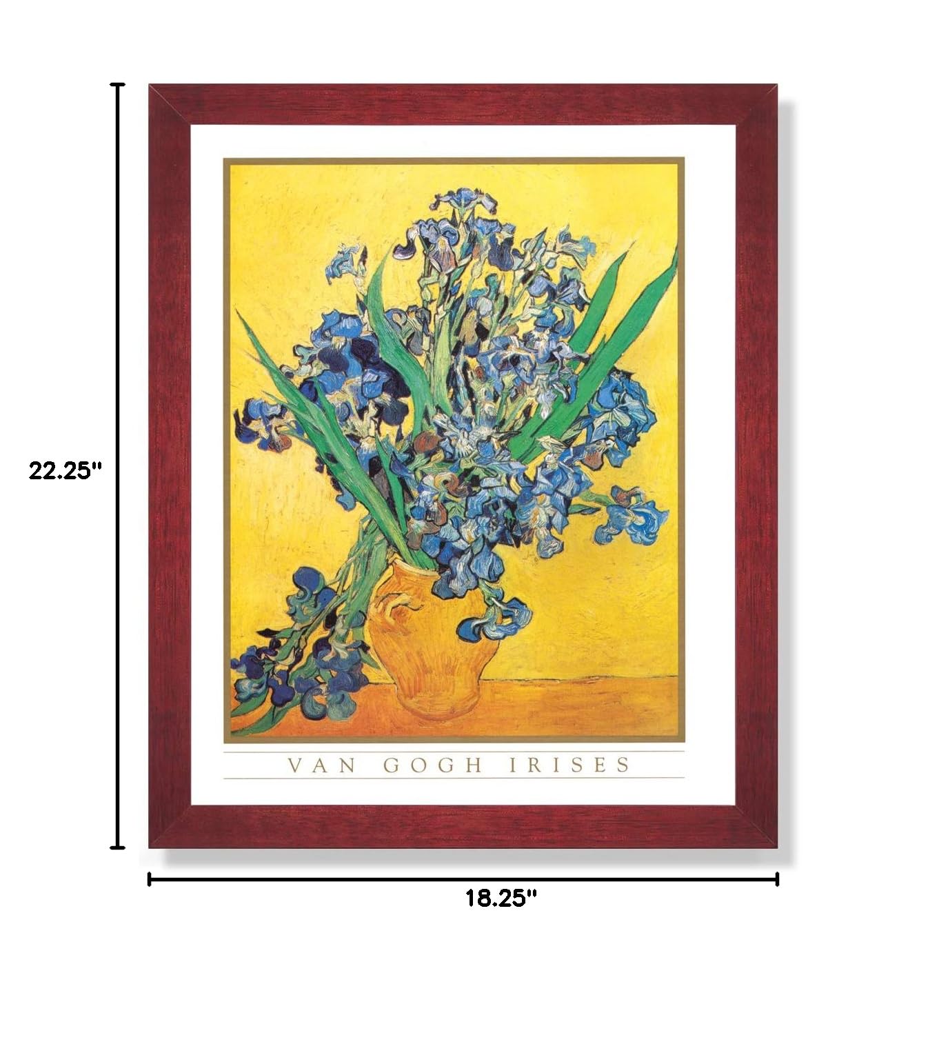 Vincent Van Gogh Irises Vase Flower Framed Art Print - Handmade Oil Painting Reproduction for Home & Office Wall Decor
