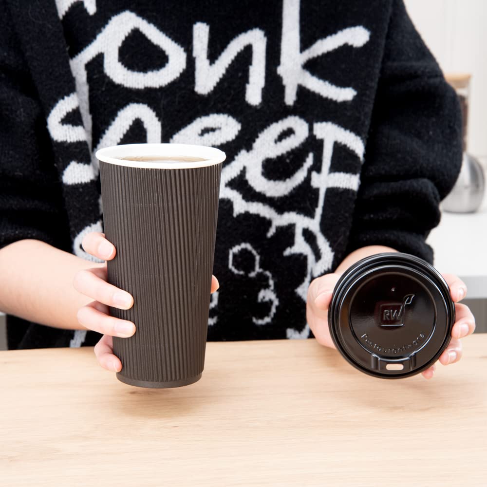500-Count Disposable Black Coffee & Tea Cup Lids - Fits 8, 12, 16, 20 oz Cups | Recyclable Polystyrene Lids for Coffee Shops, Juice Bars & Takeout | Perfect for Hot/Cold Beverages & On-the-Go Drinks