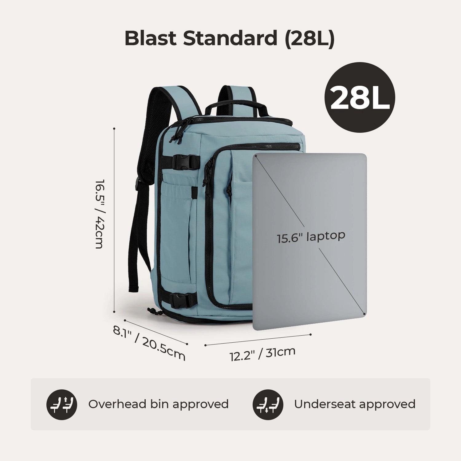 Blast Travel Backpack - Lightweight Waterproof Carry-On Backpack for Men & Women - Perfect for Airplane, Hiking, Camping & Daily Commute