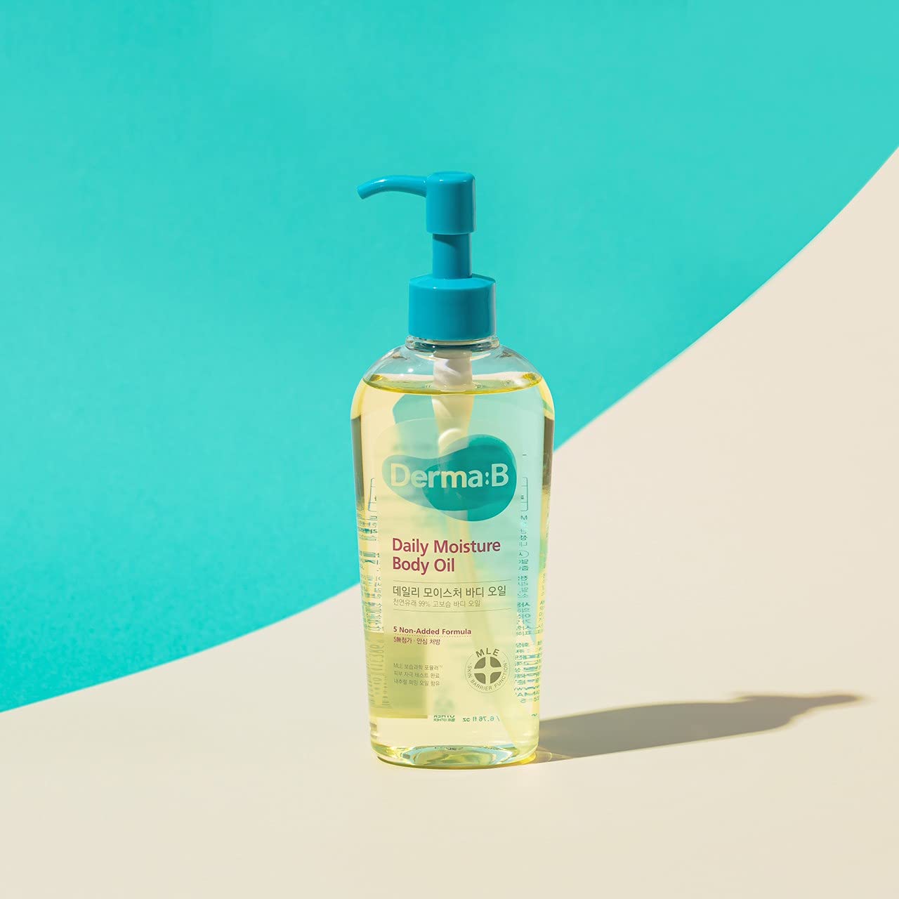 Derma B Daily Moisture Body Oil - 99% Natural Argan & Sweet Almond Oil for Dry Sensitive Skin | Lightweight Long-Lasting Hydration Shower Oil | Peach Scented Skin Care Body Oil 6.78 fl oz (200ml) | Perfect for Post-Shower Hydration & Daily Skin Nourishment