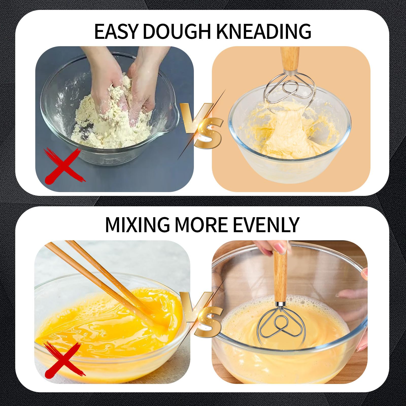 Premium Stainless Steel Danish Dough Whisk - Dutch Style Bread Mixer with Dough Hook for Sourdough, Pizza & Artisan Baking | Perfect for Home Bakers & Professional Kitchens