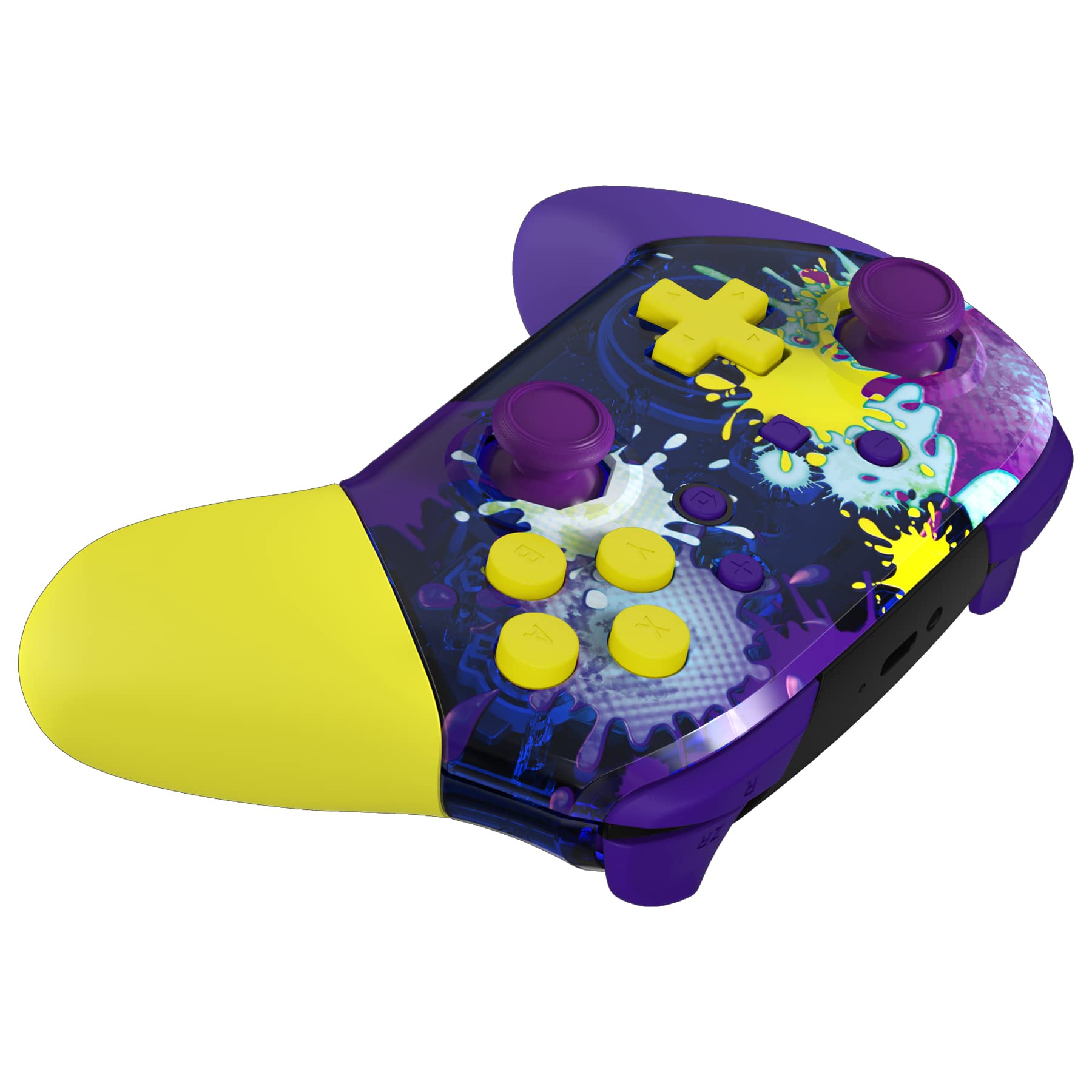 eXtremeRate Splatter Paint Faceplate & Backplate for Nintendo Switch Pro Controller - Replacement Hand Grip Housing Shell with Buttons (Controller Not Included) - Perfect for Gaming, Customization & Repair