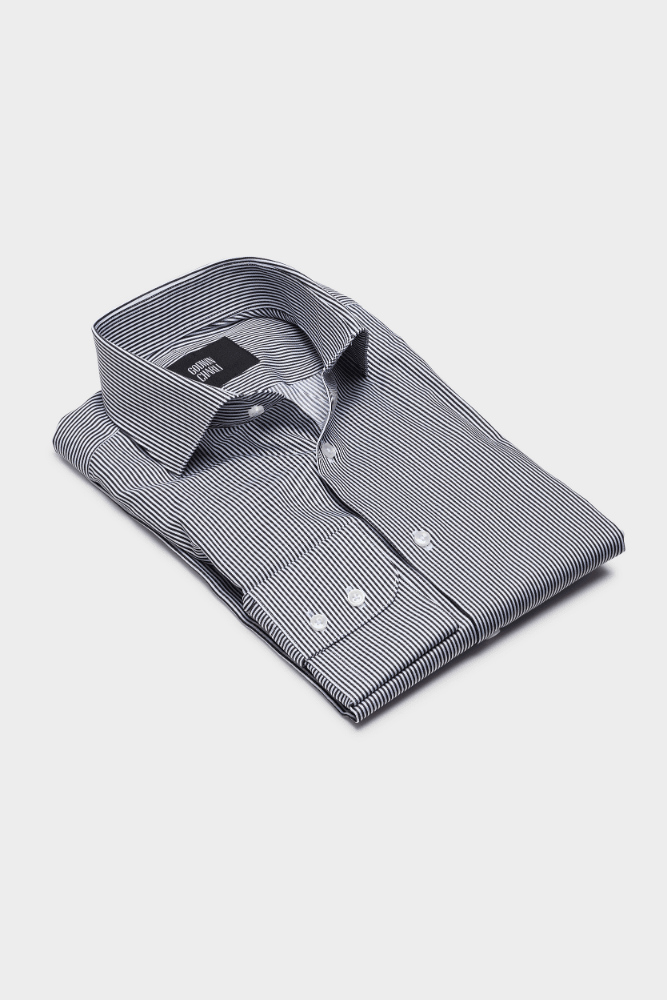 Pilot BC Shirt - Black & White Striped Cotton Button Down Shirt for Men | Casual Office Wear & Summer Outfits