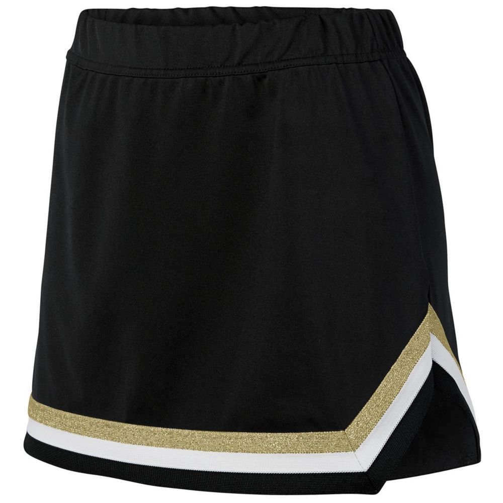 Augusta Sports Women's Pike Skirt - Black/White/Metallic Gold - Size XL - Perfect for Golf, Tennis & Active Lifestyle