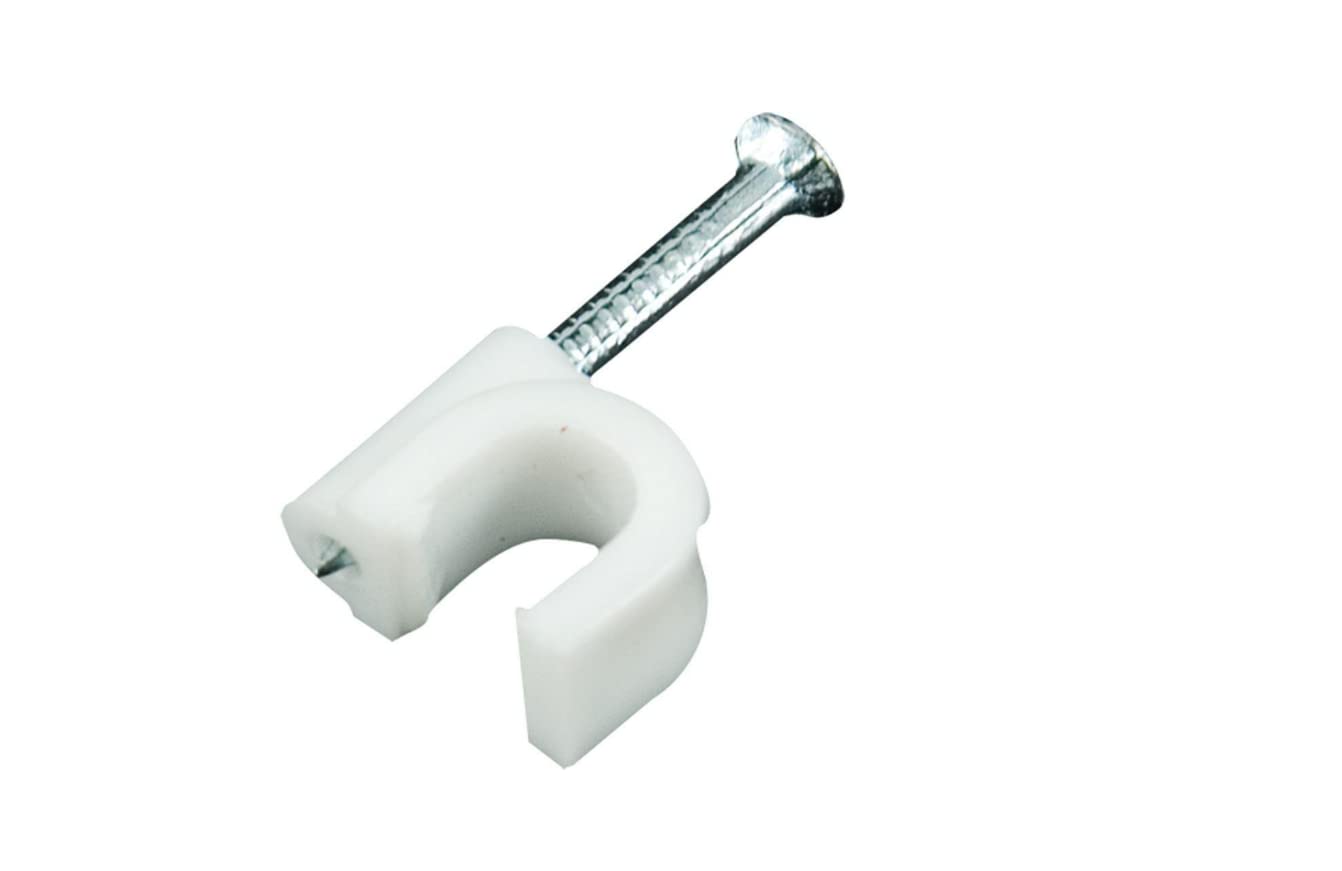 100-Pack White 4mm Cable Clips with Metal Nails - Cord Organizer for Home Office, Desk, Wall & TV Wire Management