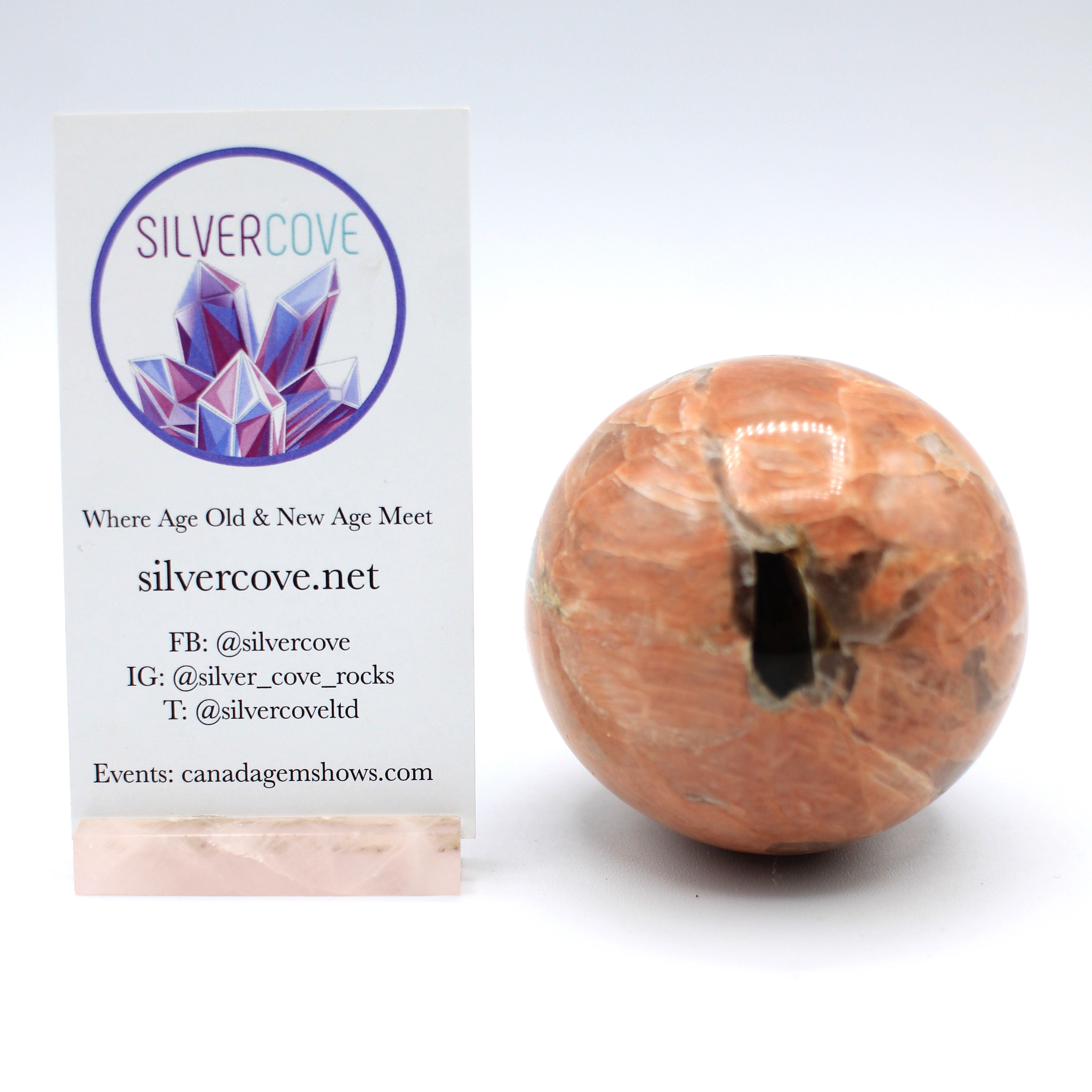 Canadian Peach Moonstone 63mm Sphere - Natural Healing Crystal Ball for Meditation, Reiki, Home Decor & Spiritual Gifts