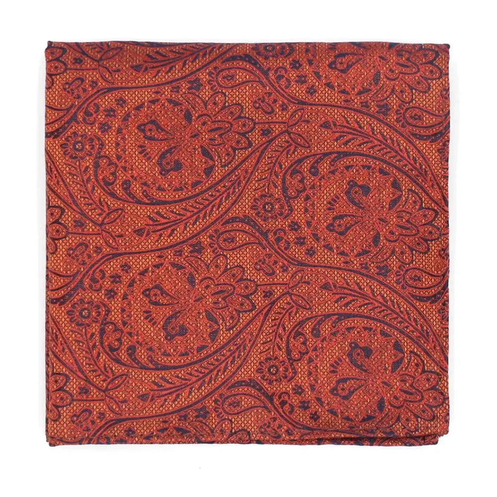 L.A. Smith Burnt Orange Structured Floral Hank - Elegant Handkerchief for Weddings, Prom & Vintage Fashion Accessories