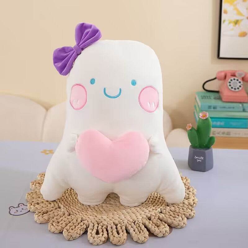 Ghostie Puff - Cute Kawaii Ghost Plush Toy for Halloween Decorations & Gifts | Soft Stuffed Animal for Bedroom Decor, Party Favors, and Cosplay Accessories