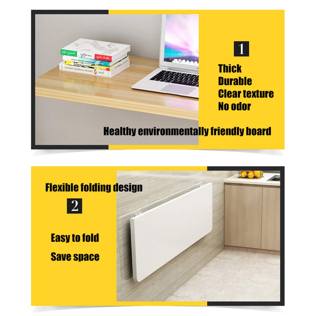 Wall Mounted Folding Drop-Leaf Table - Space Saving Home Office Desk, Floating Workstation for Kitchen, Dining & Small Spaces - Sturdy & Adjustable Size Options - Perfect for Apartments, Dorms & Compact Living Areas