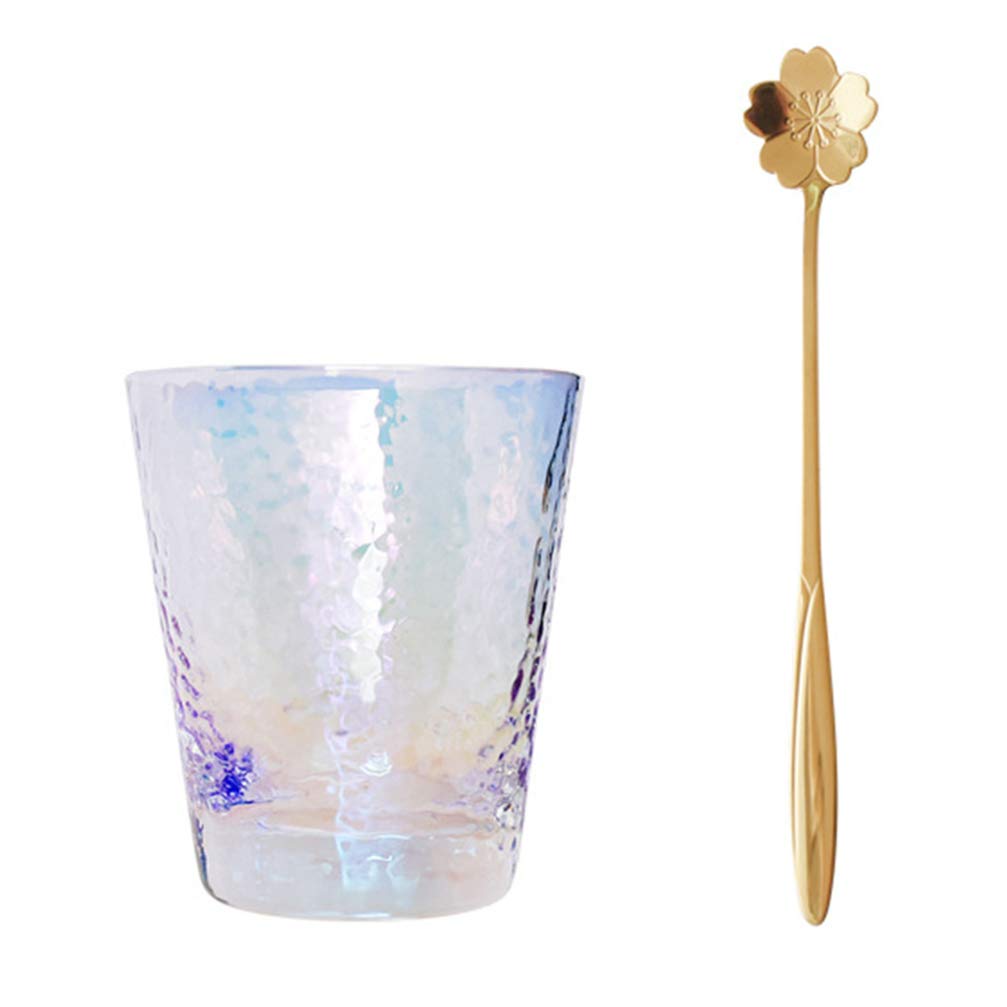 Vintage 330ml Glass Coffee Cups - Espresso, Tea, Sake Shot Glasses with Spoon - Antique Barware for Home, Kitchen & Party Decor - Perfect for Coffee Shops, Tea Parties & Japanese Dining Experiences