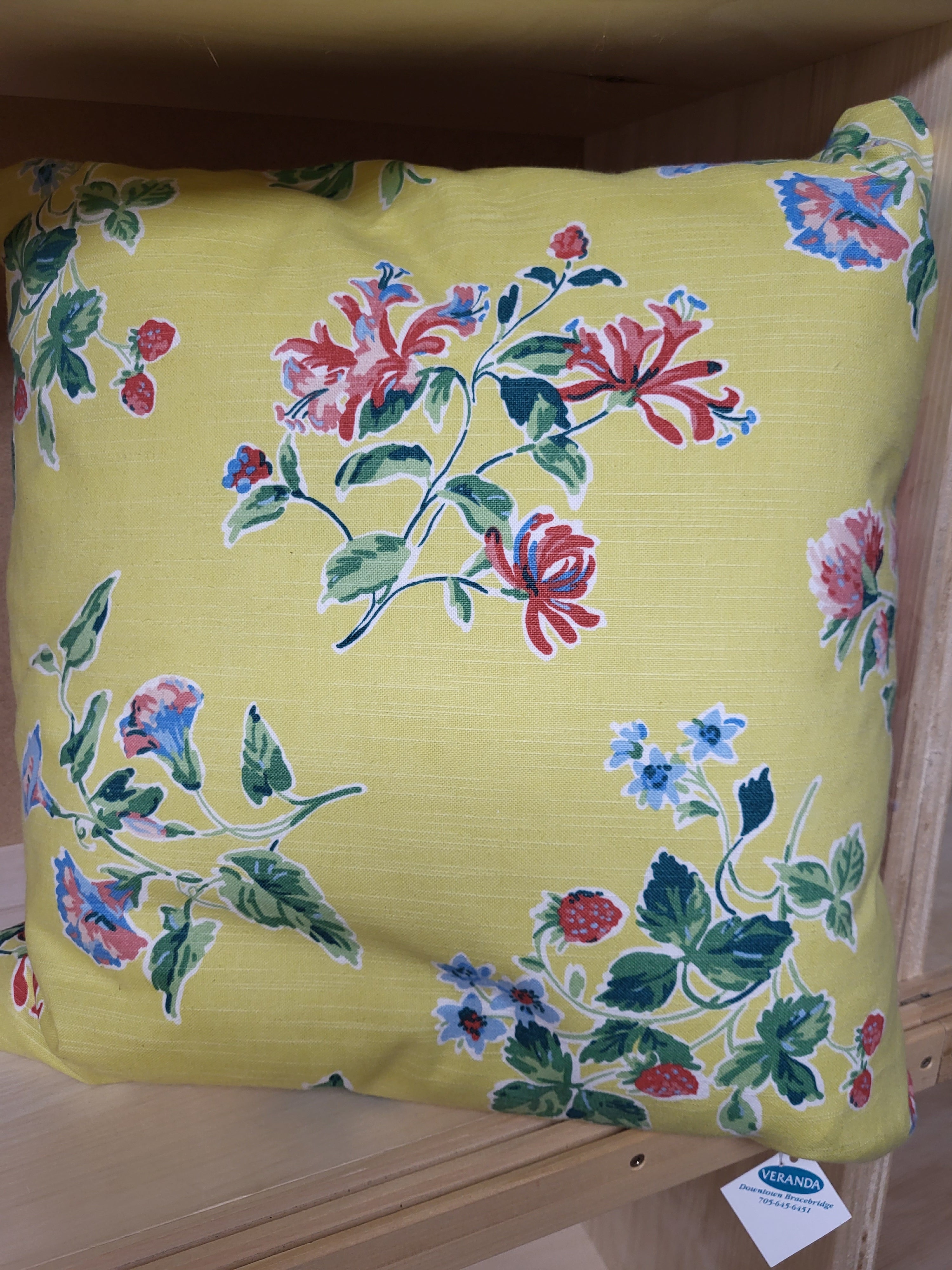 Veranda Designer Reversible Outdoor Cushion - Yellow Strawberry Pattern 22x22 Inches - Perfect for Patio Furniture, Garden Chairs & Porch Decor (2 Available)