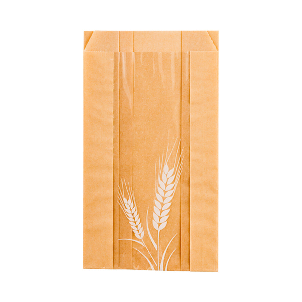 Premium Brown Paper Bread Bags - Micro Perforated, Greaseproof, Wheat Pattern (4.75
