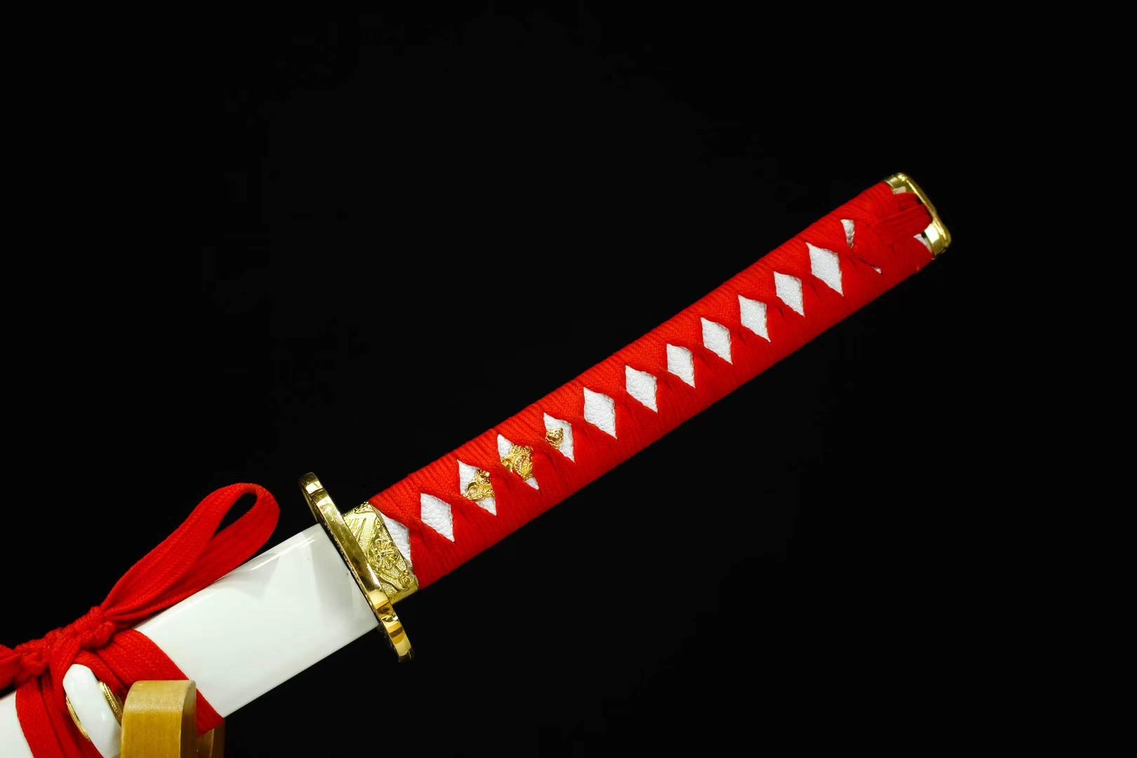 Authentic Japanese Katana Sword - High Carbon Steel Blade, Full Tang, Alloy Tsuba & White Saya - Perfect for Martial Arts Training, Cosplay, and Collectors