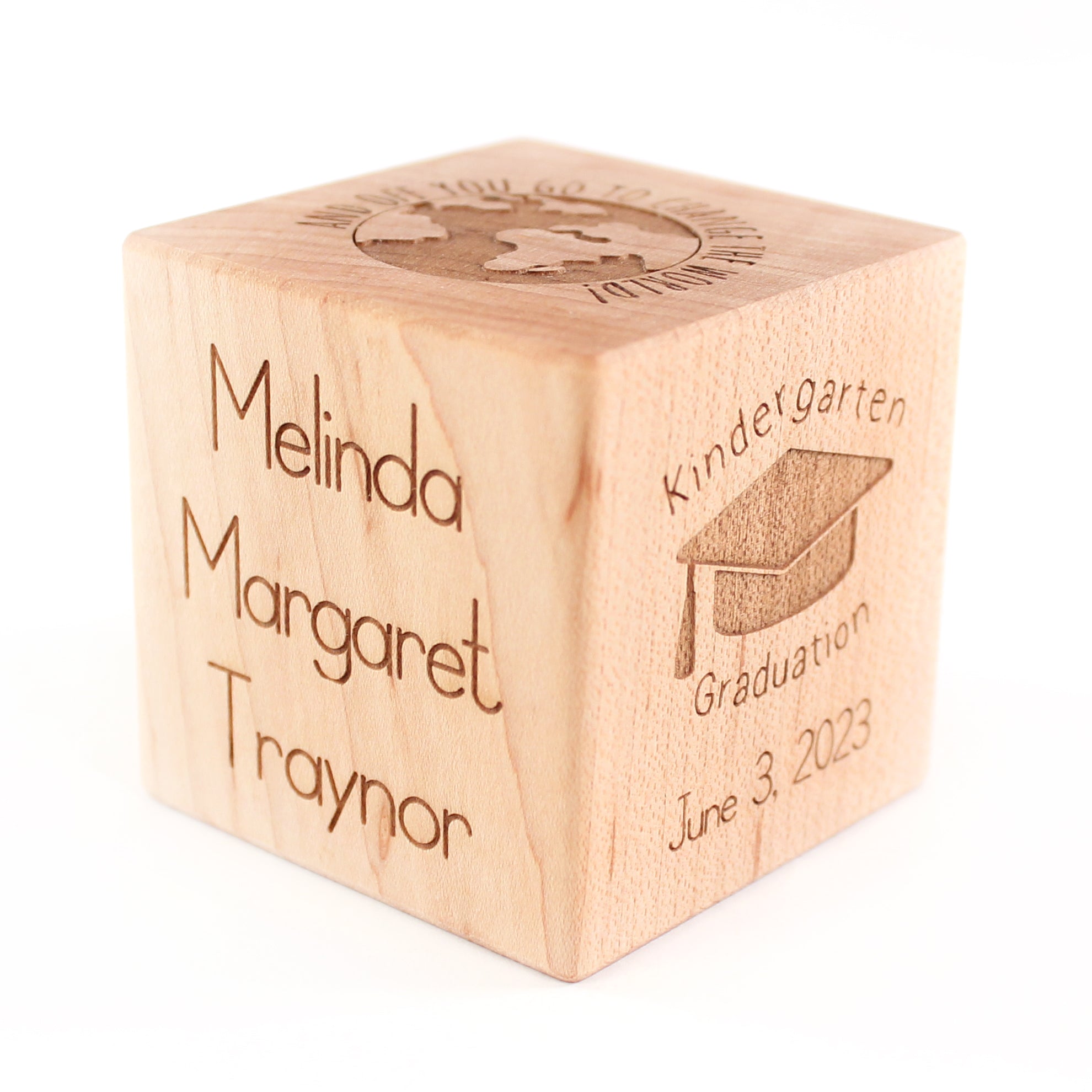 Personalized Kindergarten Graduation Keepsake Block - Custom Name & Date Engraved Wooden Gift for Kids - Perfect for School Memories, Graduation Ceremonies & Nursery Decor