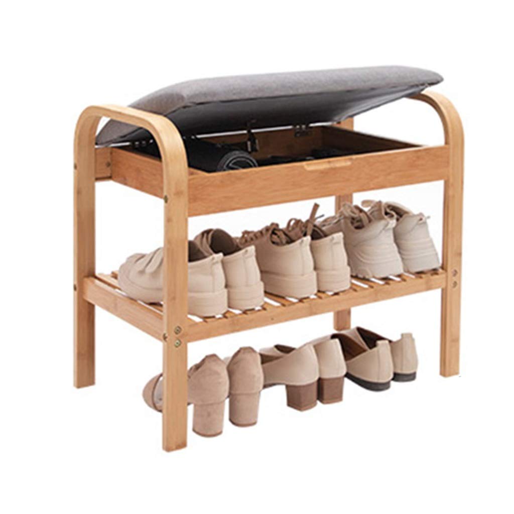 Brown Flip Storage Shoe Bench with Double Storage - 60x35x50cm Stool for Doorway & Corridor - Perfect for Entryway Shoe Organization and Seating
