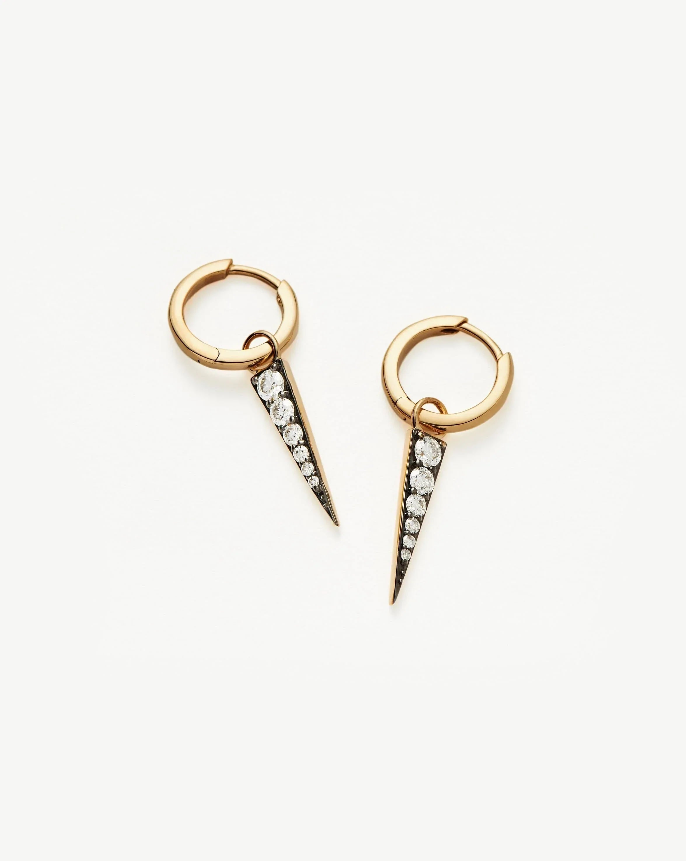 Fine Diamond Spike Charm Hoop Earrings for Women - 14K Gold Plated Dainty Stud Earrings for Everyday Wear | Perfect Gift for Birthday, Anniversary & Valentine's Day