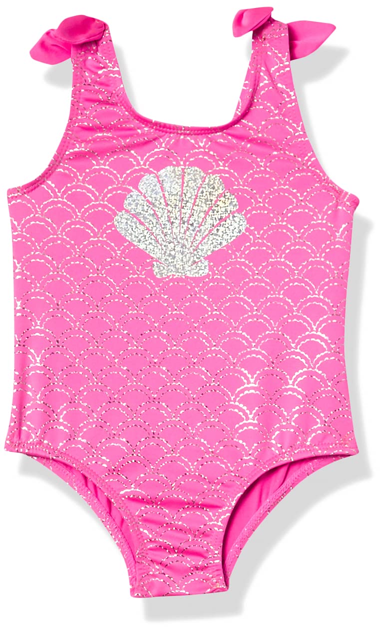 Pink Platinum Girls' Iridescent One Piece Swimsuit - Shimmering Bathing Suit for Kids, UV Protection & Comfortable Swimwear for Beach, Pool & Summer Vacations