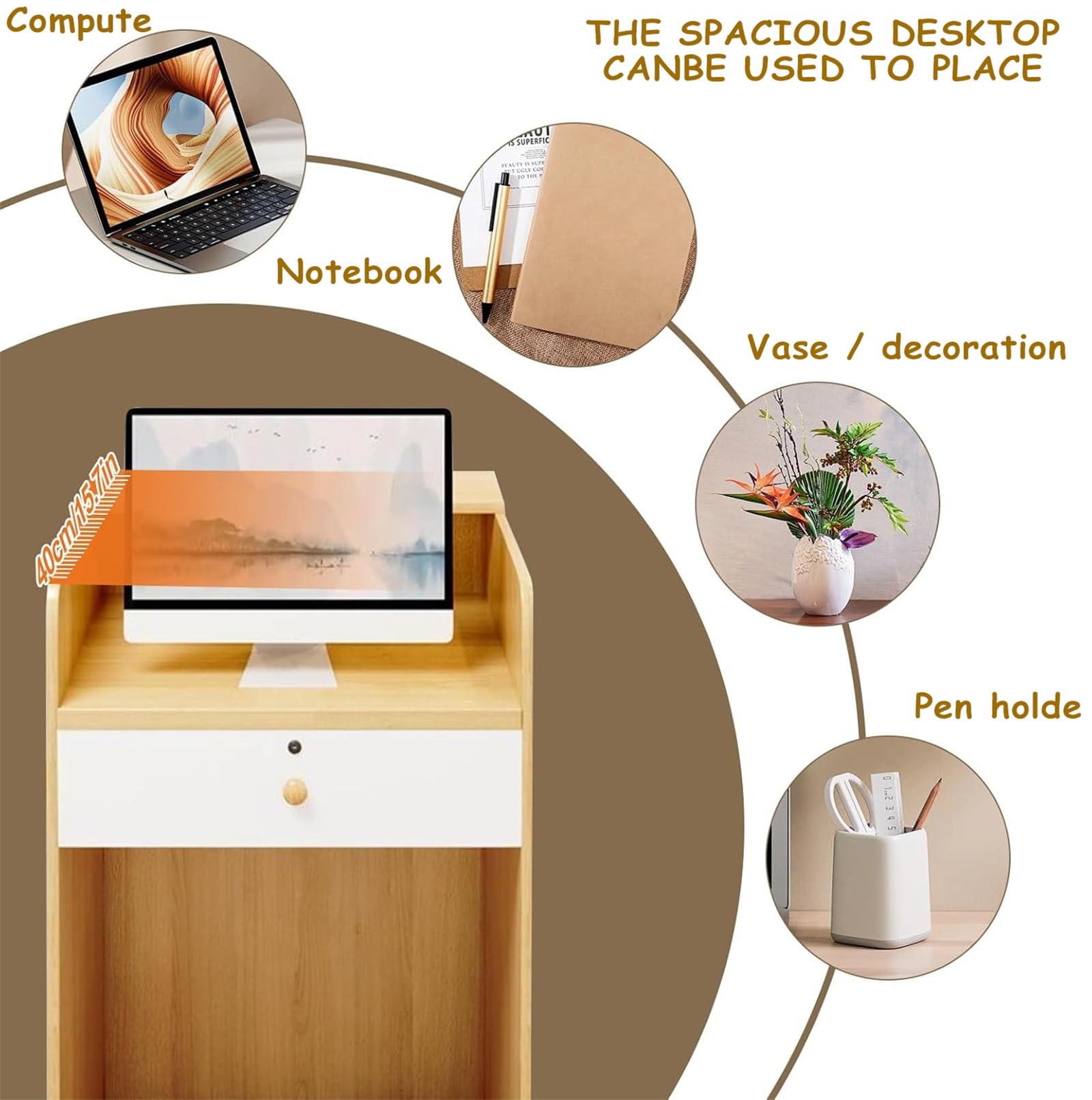 Premium Wooden Checkout Counter - 23.6