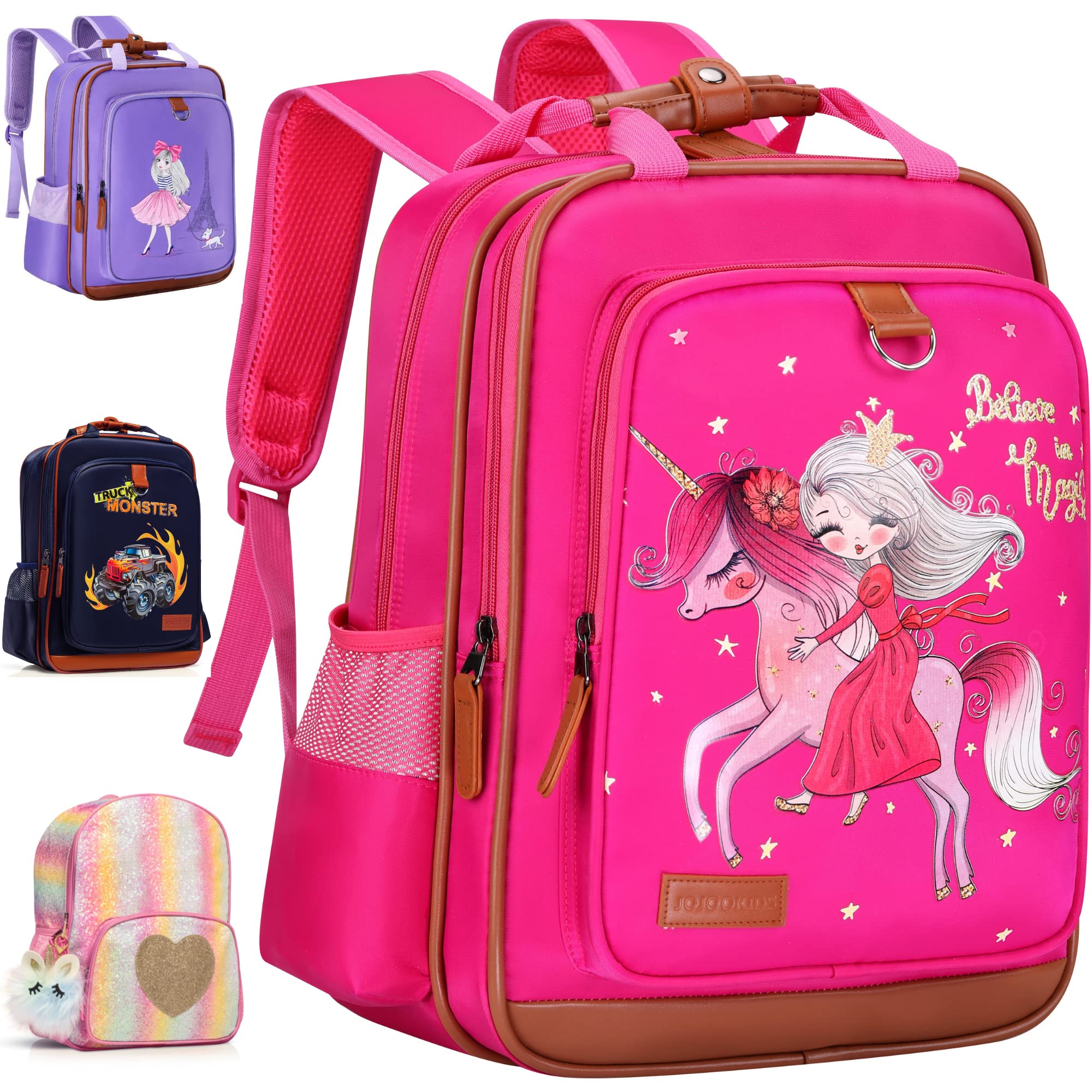 Unicorn Backpack for Girls - Waterproof 15 Inch School Backpack for Elementary & Kindergarten | Cute Pink Kids Backpack for School, Travel & Daily Use