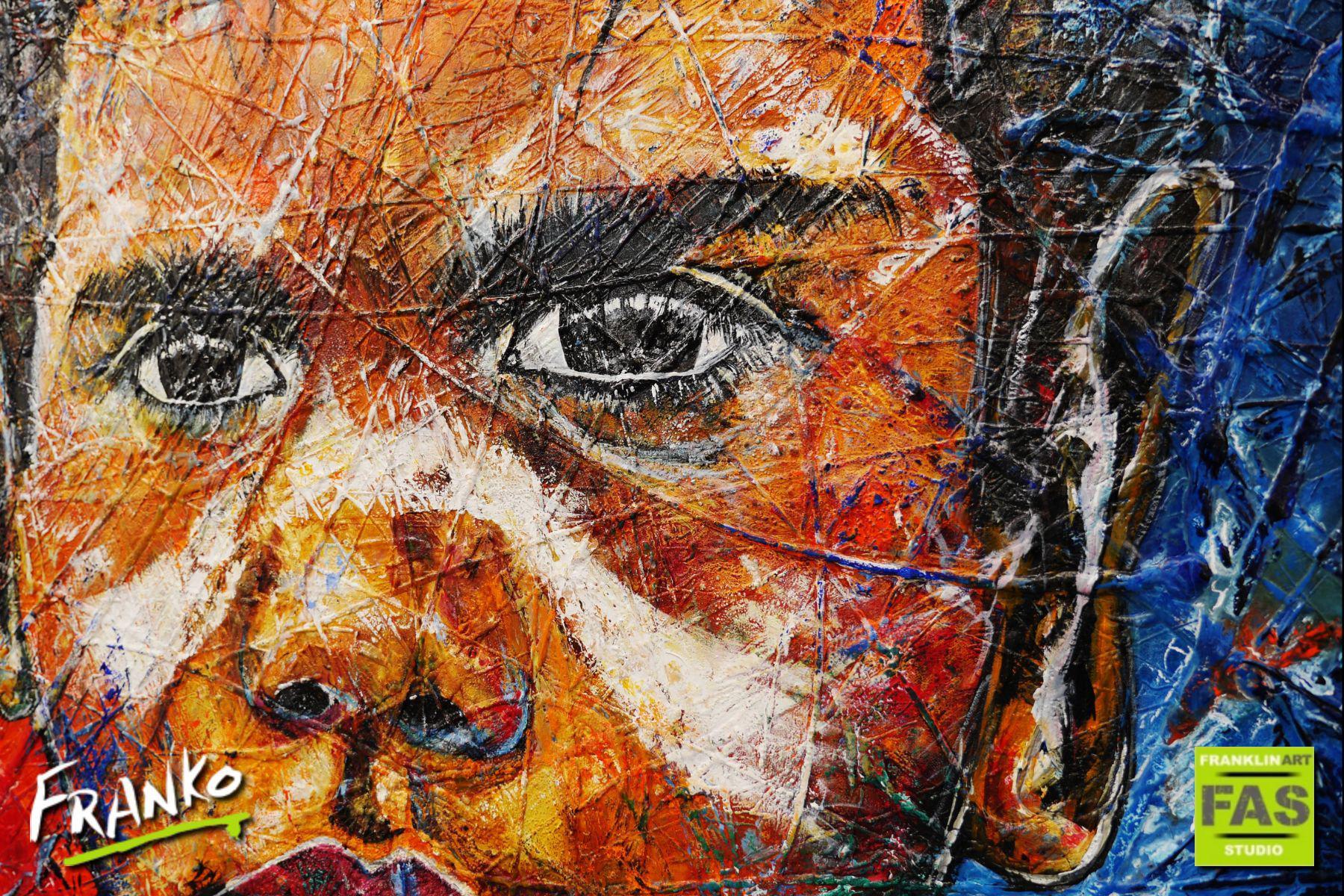 Boy Warrior Blu 190cm x 100cm Aboriginal Warrior Abstract Realism Textured Canvas Art - Perfect for Living Room Wall Decor, Office Artwork & Cultural Home Accents