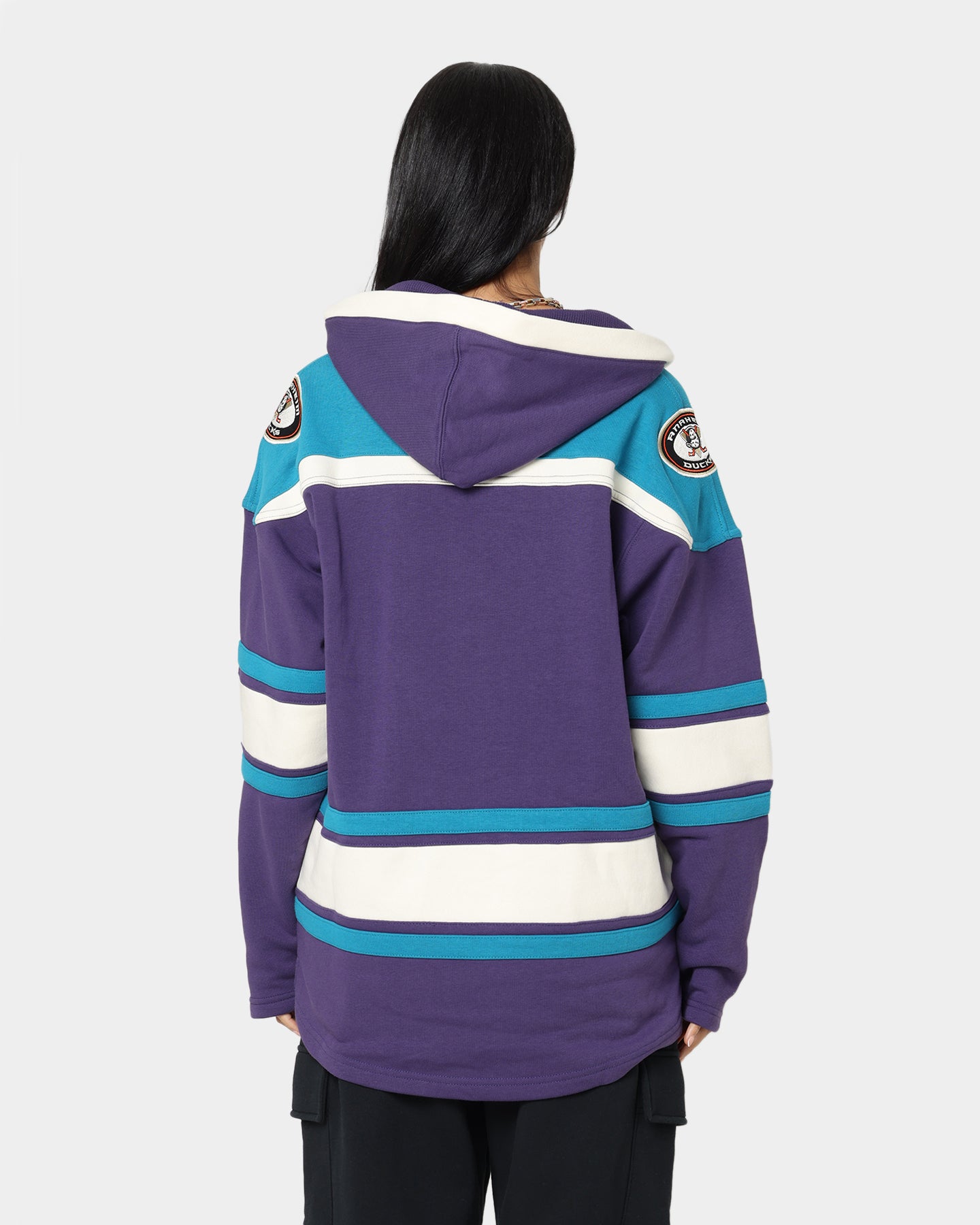 47 Brand Anaheim Ducks Lacer Hoodie - Purple & Sharks Teal NHL Hockey Pullover for Men & Women - Perfect for Game Day & Casual Wear