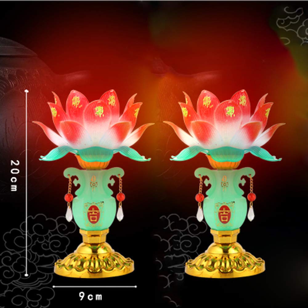 1 Pair Jade Vase Lotus Lantern - Electric Buddha Lamp with Incense Holder - Home Decor for Meditation Room, Yoga Studio & Spiritual Spaces - Perfect for Zen Decor, Altar Lighting & Relaxation