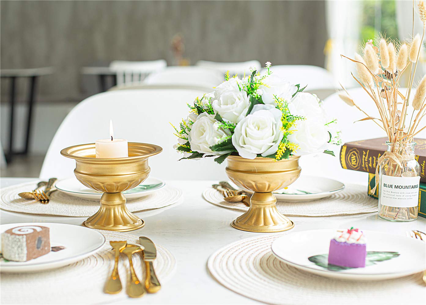 Elegant Gold Metal Flower Vases for Wedding Centerpieces - 12cm/4.72