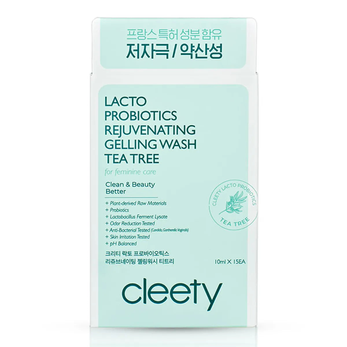 Cleety Lacto Probiotics Rejuvenating Gelling Wash with Tea Tree Oil - 300ml Feminine Intimate Care for pH Balance & Freshness - Ideal for Daily Hygiene & Sensitive Skin