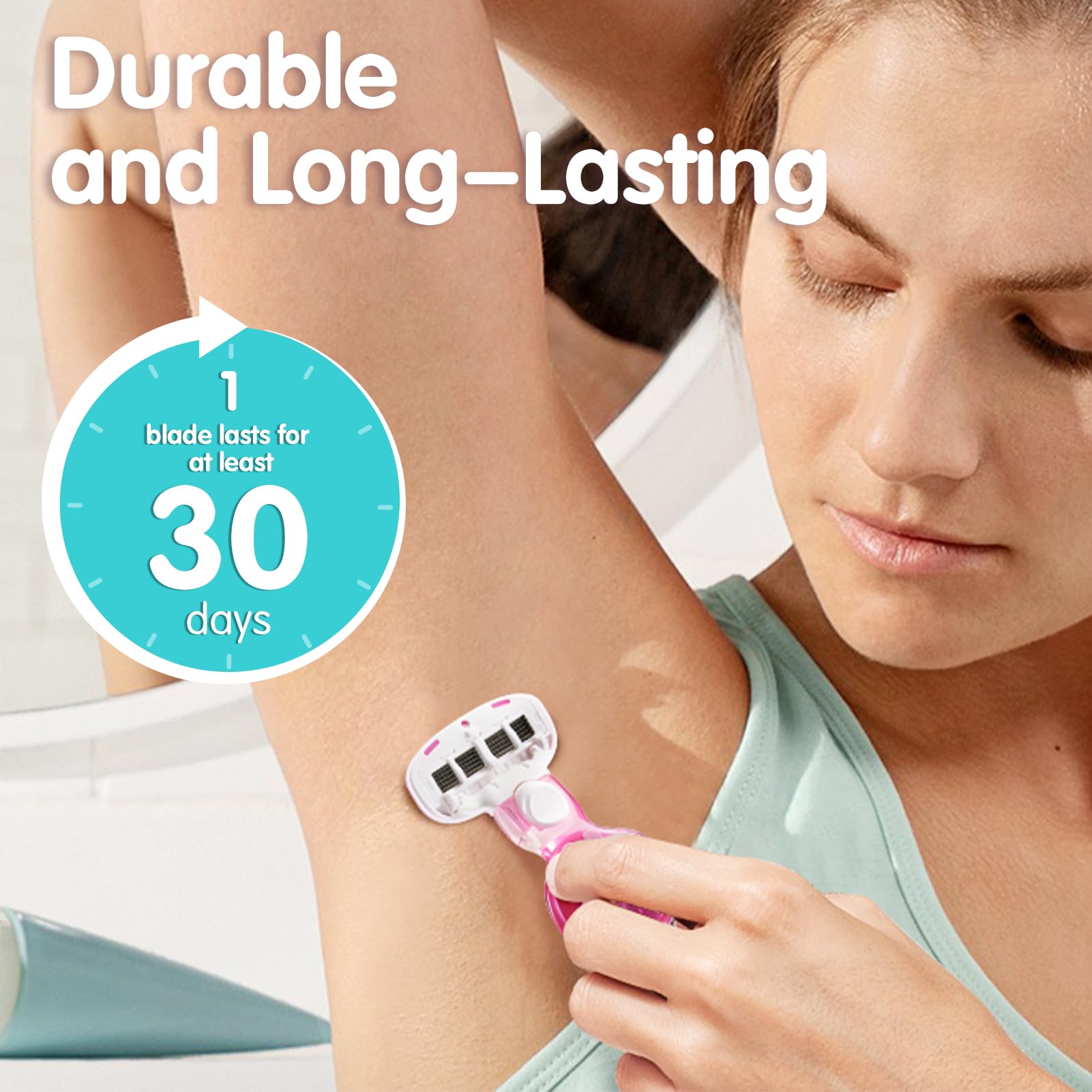 DreamGenius Women's 5-Blade Travel Razor Set with Case - Includes 1 Handle & 5 Cartridges for Extra Smooth Shaving - Pink Travel Essential for Vacation, Gym & On-The-Go Grooming