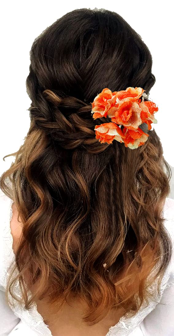 Elegant Orange Bridal Hair Pins for Women & Girls – Artificial Hair Accessories for Weddings, Prom & Special Events – Pack of 1