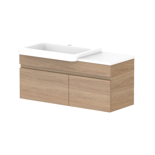 ADP Glacier Pro Semi Recessed Bathroom Vanity Set with Solid Surface Top - 24 Inch Modern Slim Cabinet for Small Spaces, Perfect for Powder Rooms and Guest Bathrooms