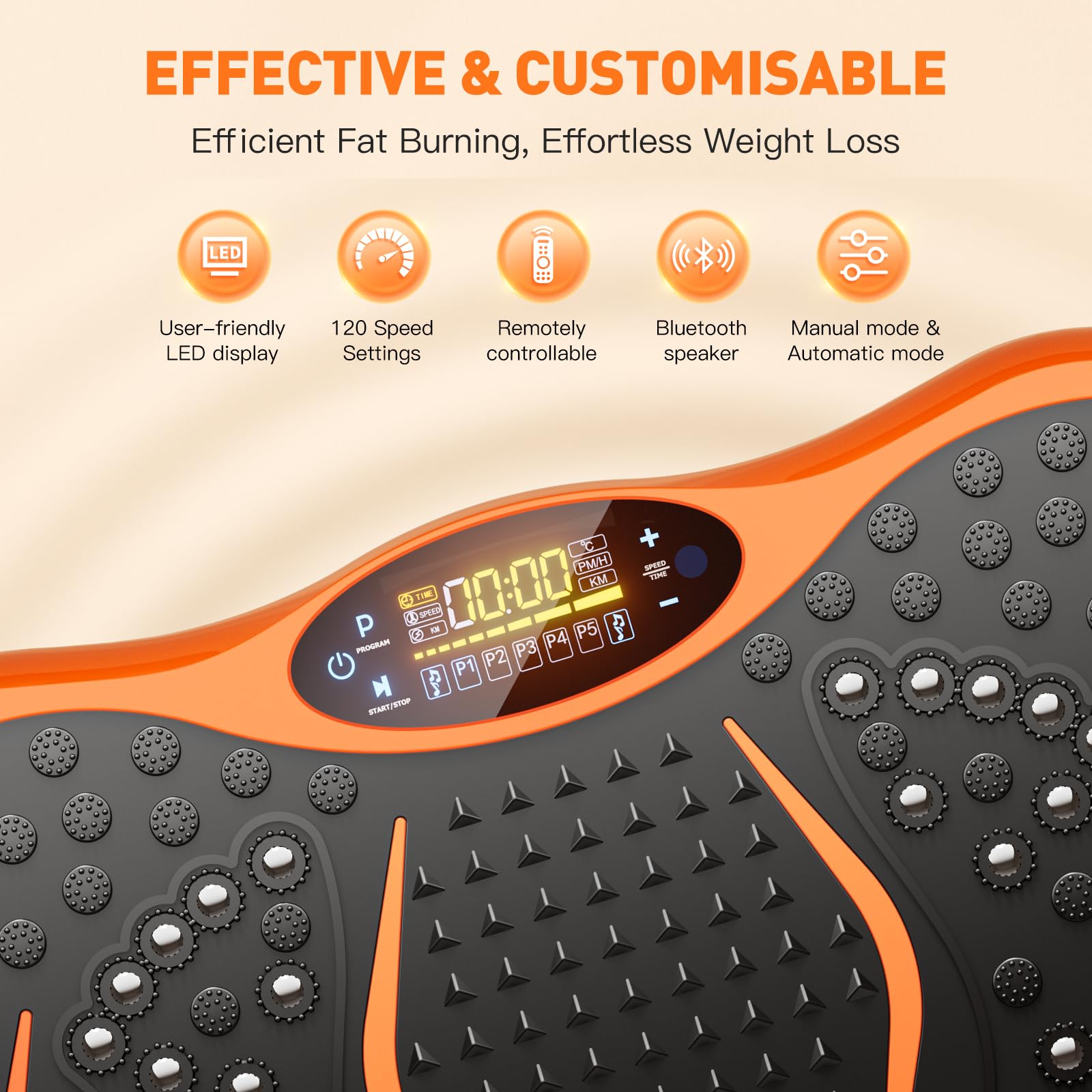 Whole Body Vibration Plate Exercise Machine for Weight Loss & Lymphatic Drainage - 99 Speed Levels with Resistance Bands - Home Gym Fitness Equipment for Toning, Cellulite Reduction & Post-Workout Recovery